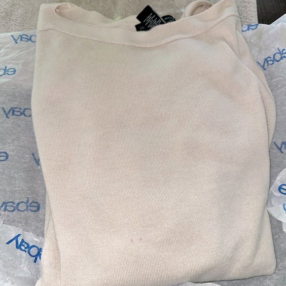 Joan Vass beige knit sweater size large - Picture 7 of 8